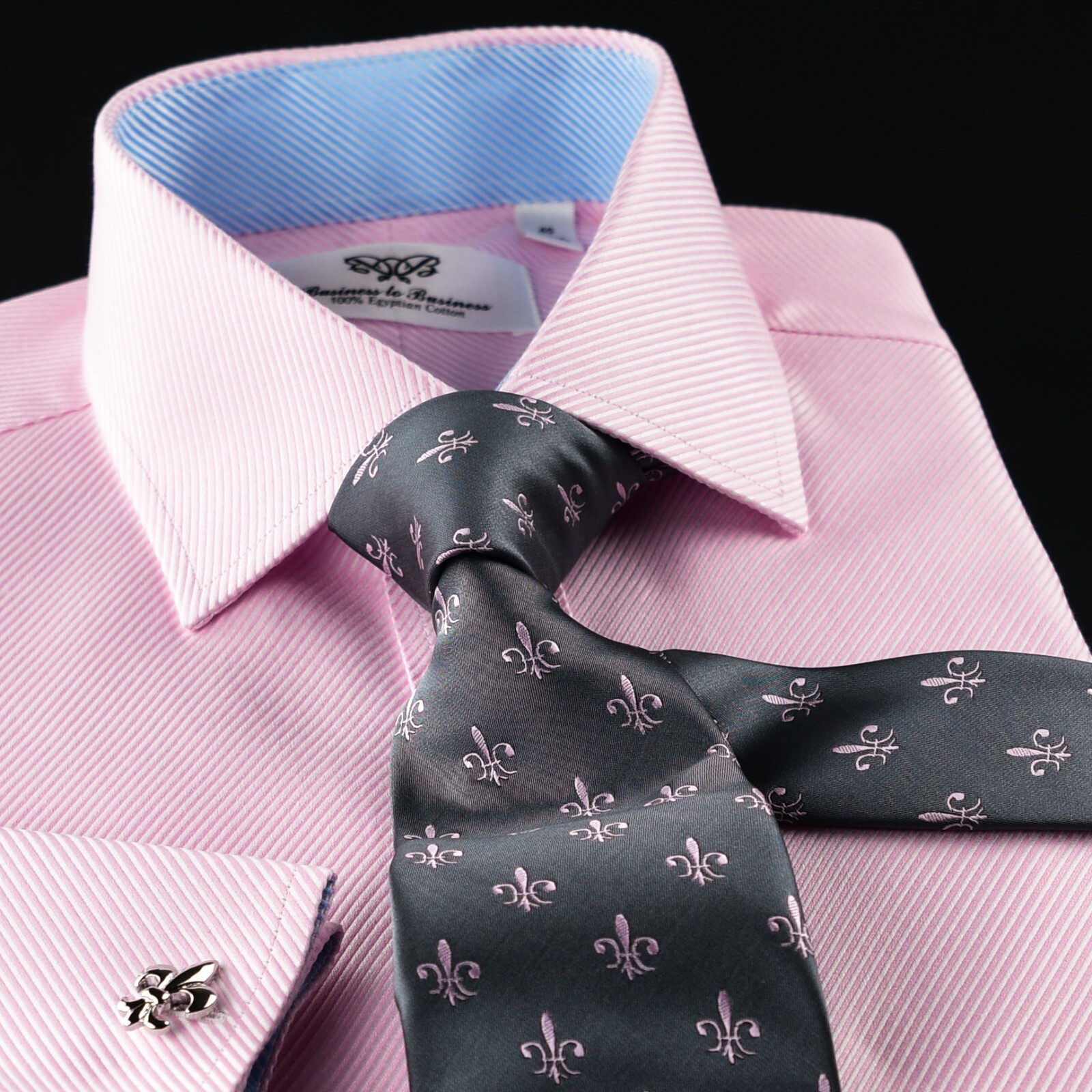 Elegant Pink Twill Double Ply 80’s Fine Wevon Formal Shirt Matching Inner Lining