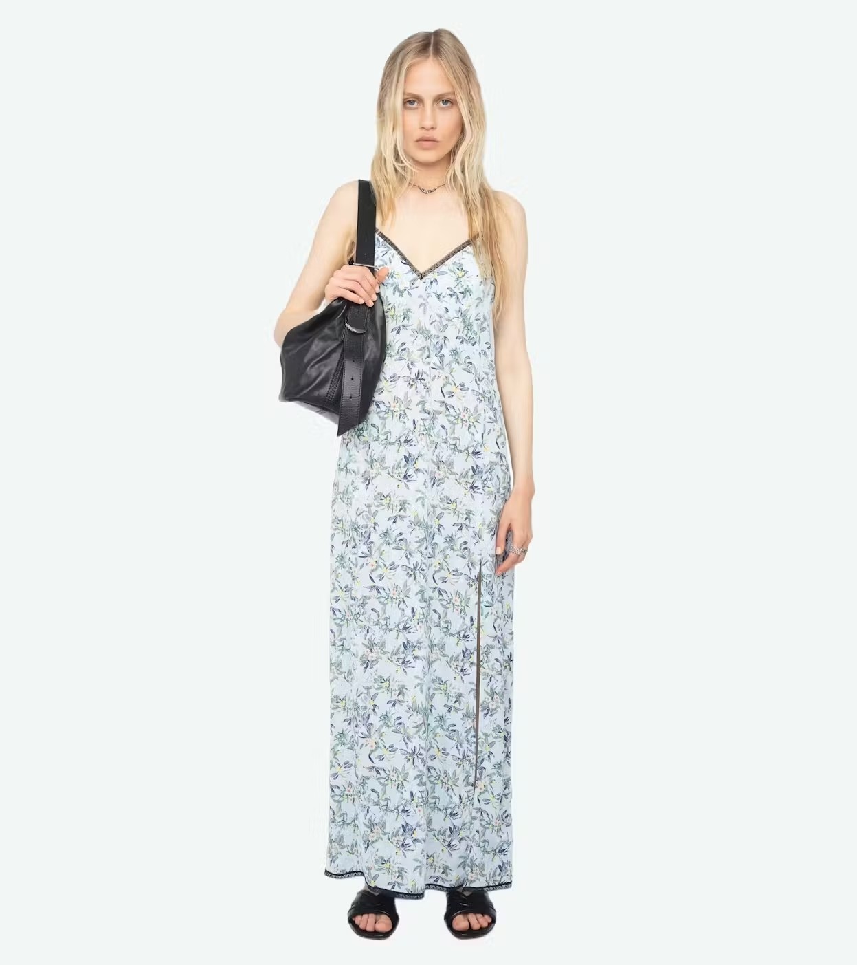 Women Zadig&Voltaire Backless Slip Maxi Suspende Silk Slim Long Vent Dress XS-L
