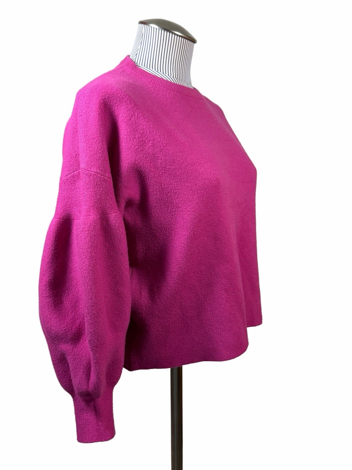 OAT New York Women’s Pink Knit Crewneck Balloon Sleeve Pullover Sweater XS