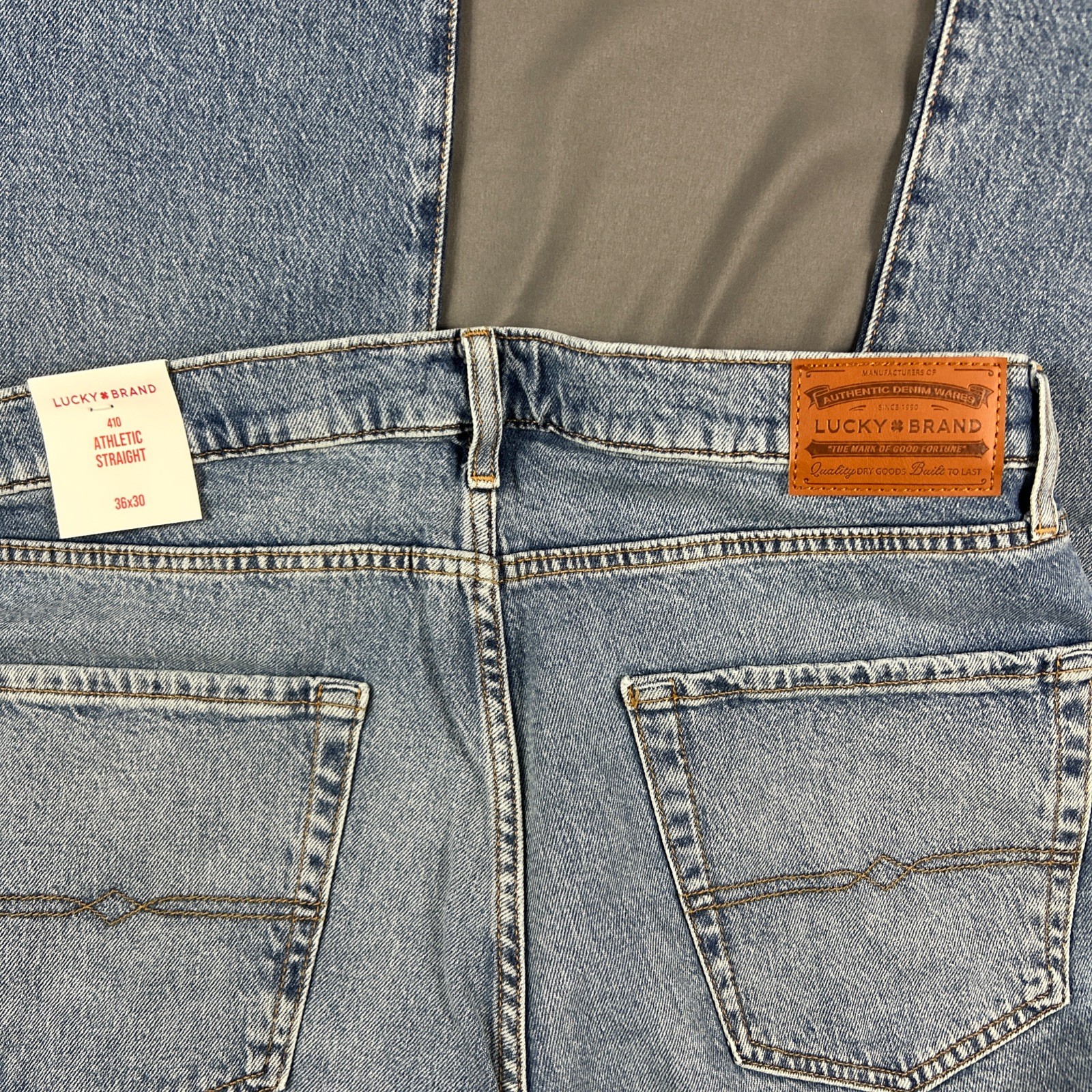 Lucky Brand Jeans 410 Athletic Straight 36 x 30 Blue Cotton Spandex NWT MSRP $99