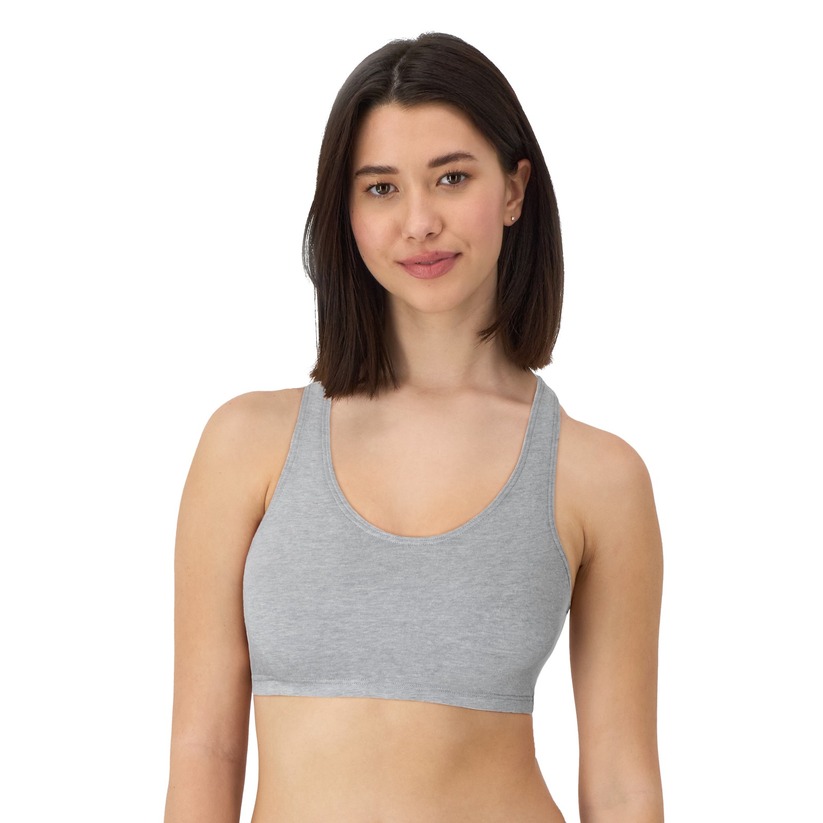 Hanes Women’s Cotton Racerback Sports Bralette, Low Impact, 3-Pack