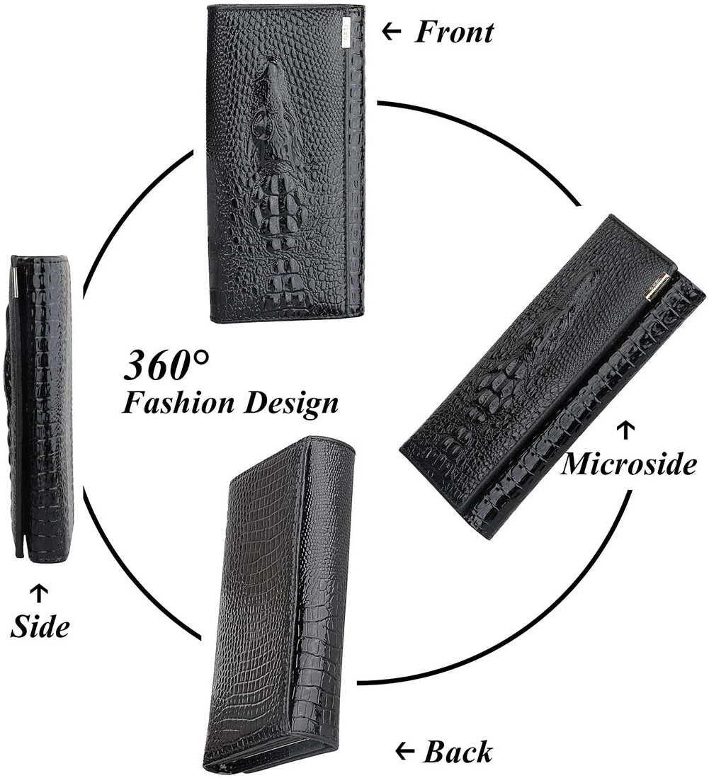 Women Long Crocodile Genuine Leather Clutch Wallet Card Holder Purse Handbag US