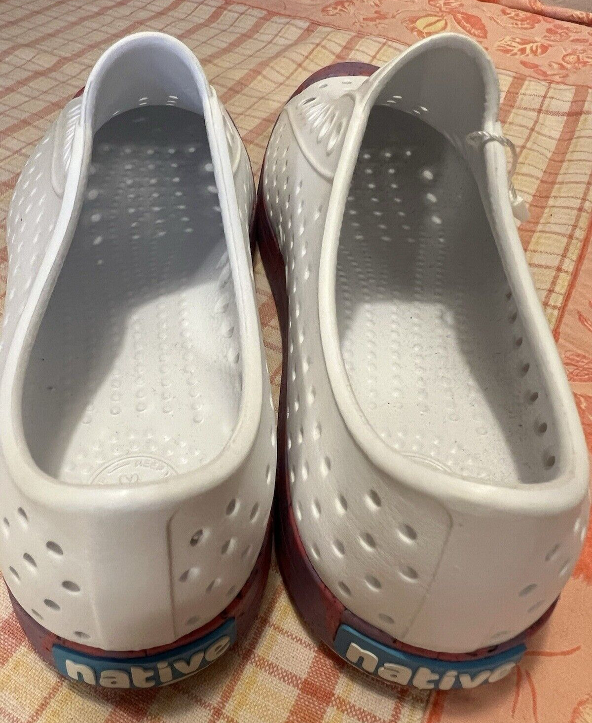 Native Jefferson Shoe White Purple Pink Sea Fan Dazzle Marble Slip On W8/M6 NWT