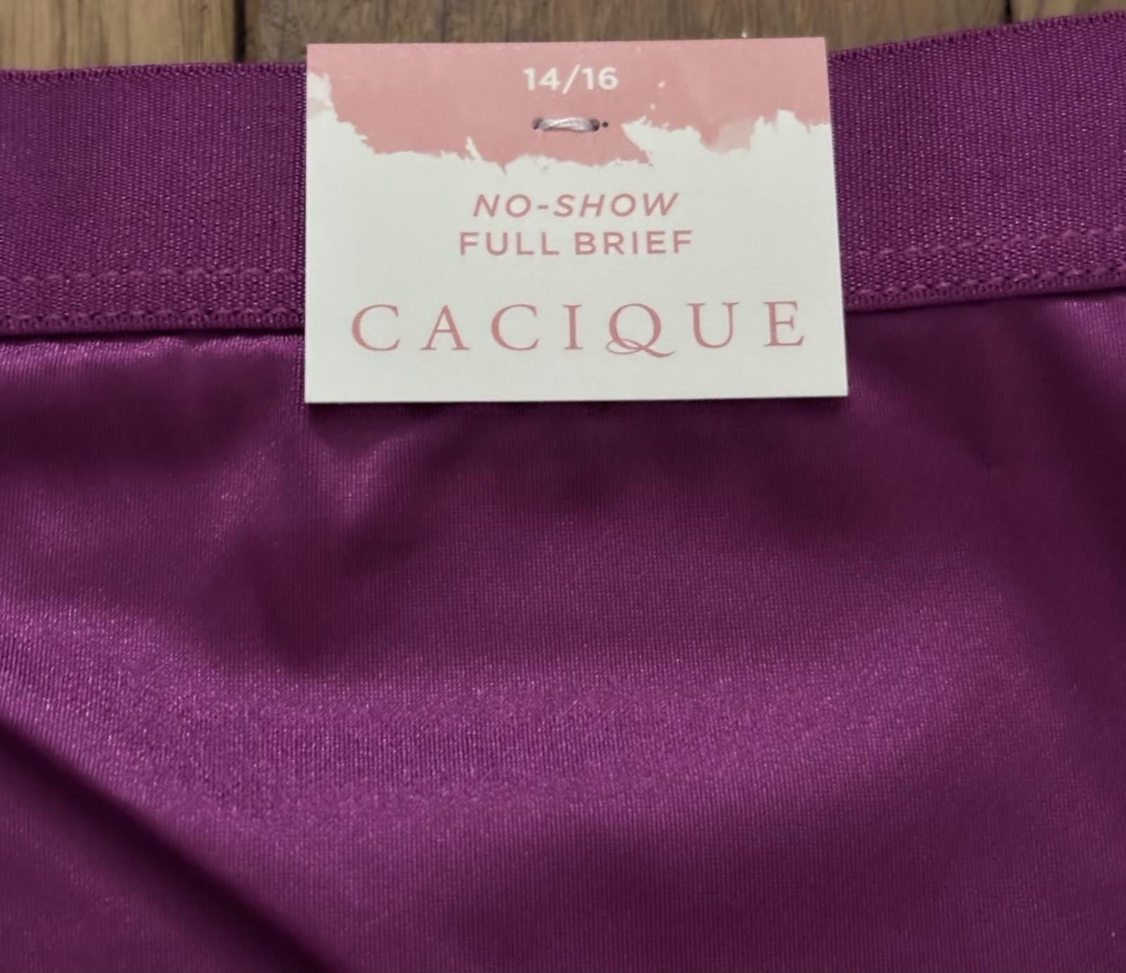 Plus Size 14/16 Lane Bryant Cacique No Show Full Brief Nylon Satin Panty Magenta