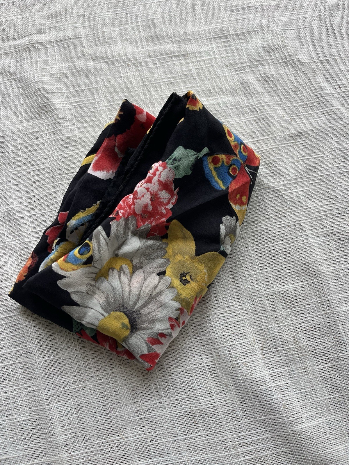1990s Art Of Silk, Pure Silk Butterfly & Floral Scarf