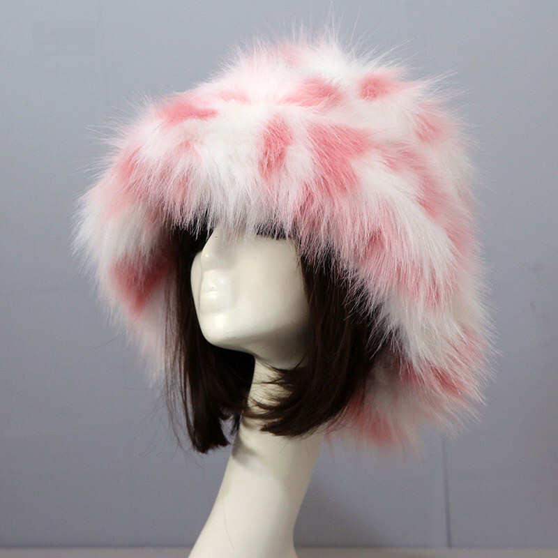 Women’s Fuzzy Bucket Hat Winter Fluffy Furry Plush Faux Fur Hats Fisherman Cap
