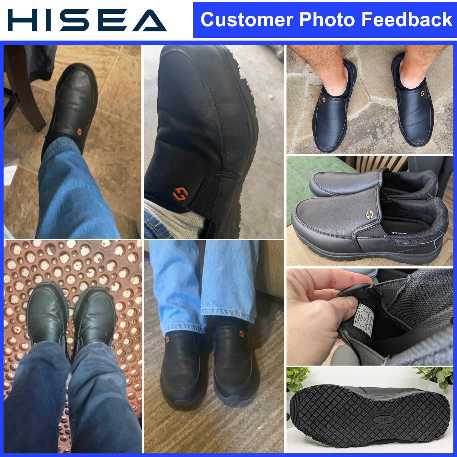 HISEA Men Non Slip Food Service Shoes Water Resistant Chef Health Care Work Shoe