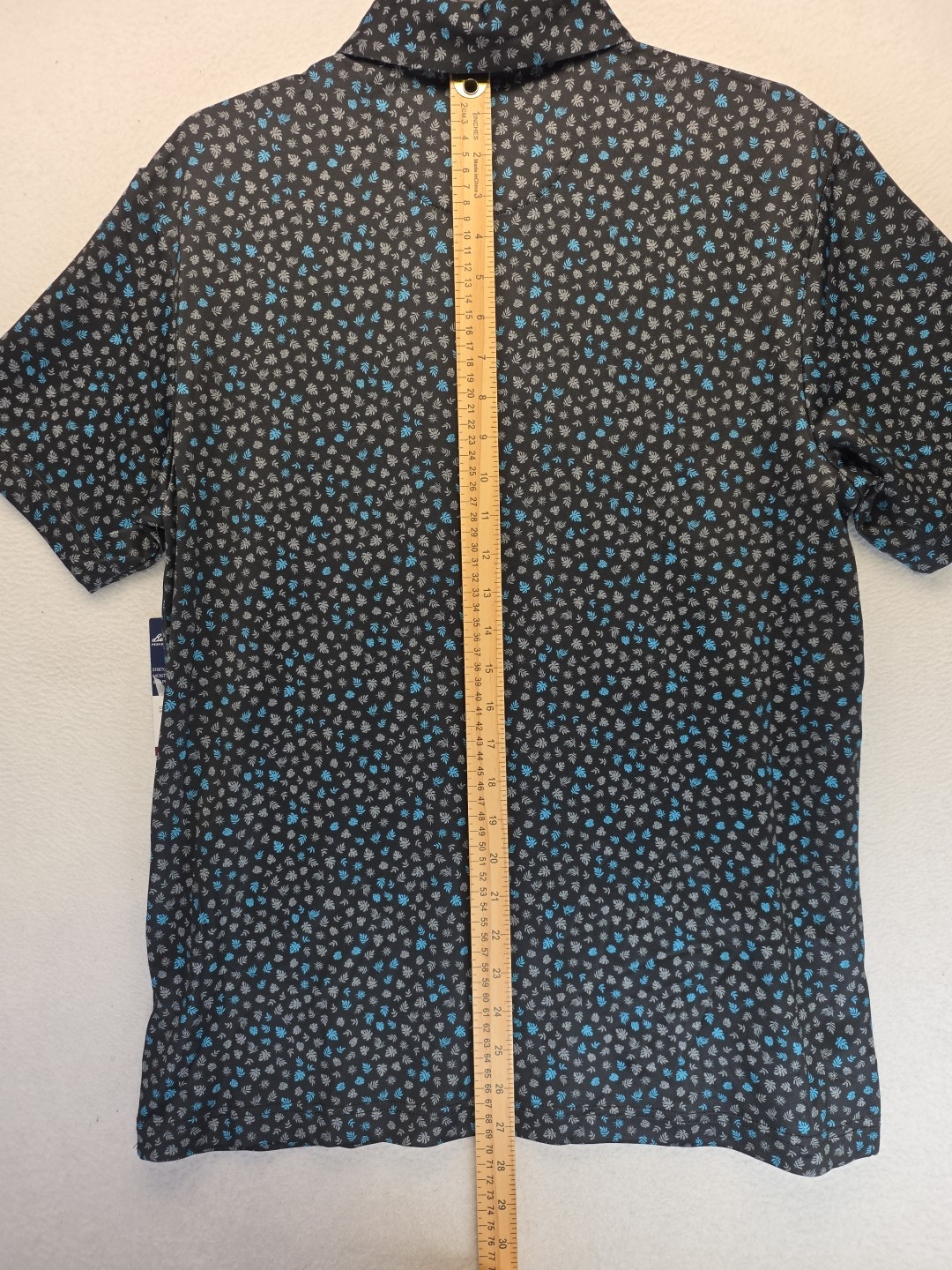 Ben Hogan Performance Short Sleeve Golf Shirt Polo Men’s Small Black With Floral