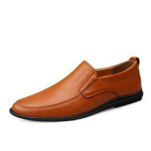 Men faux Leather Slip On Loafers Pointed Toe Business Casual Dress Walking Shoes