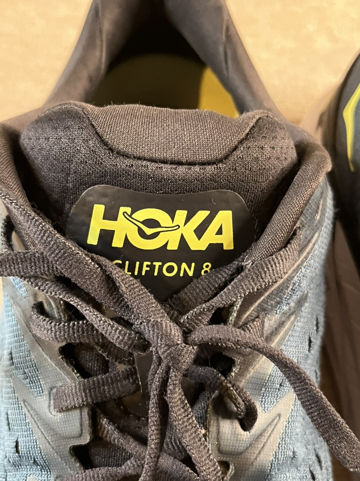 Hoka One One Clifton 8 Shoes Mens Size 12D Blue Wide Running Cushioned Sneaker