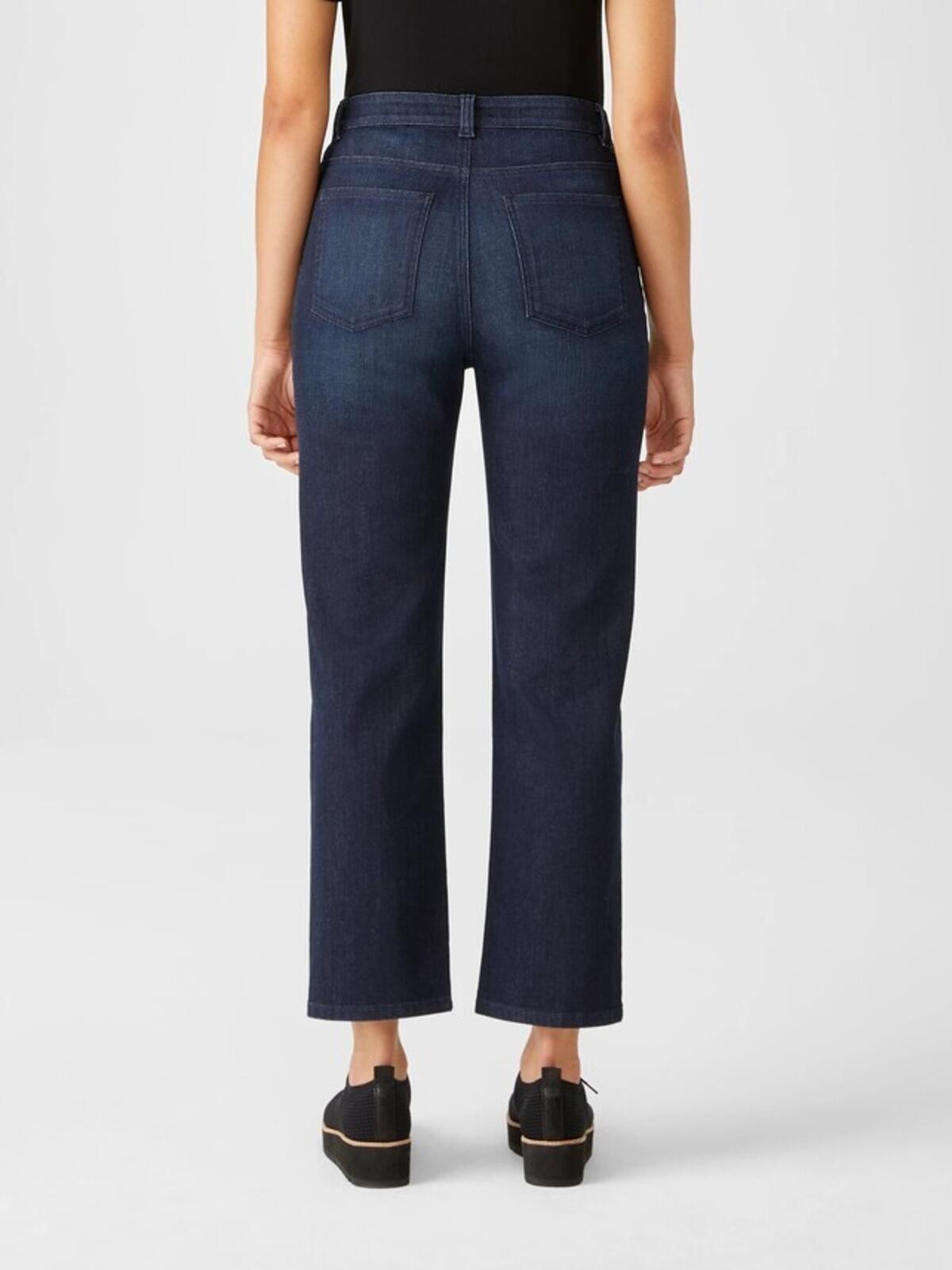 Eileen Fisher Organic Cotton Straight Ankle Jean Size 12 EUC Returns Accepted