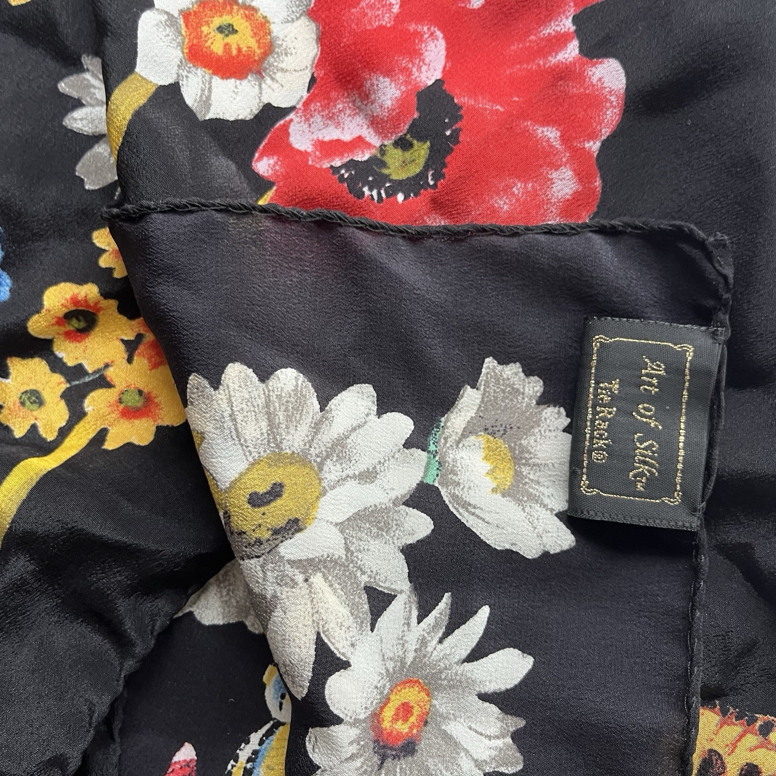 1990s Art Of Silk, Pure Silk Butterfly & Floral Scarf