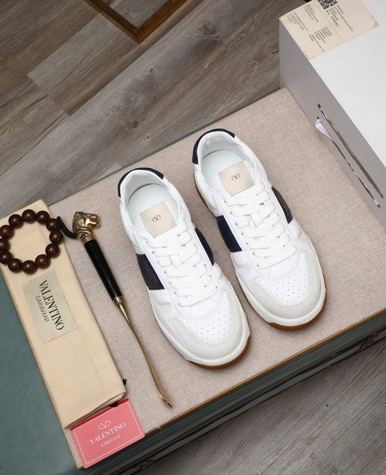 Valentino Leather Platform Sneakers 3.5cm Sole White Shoes