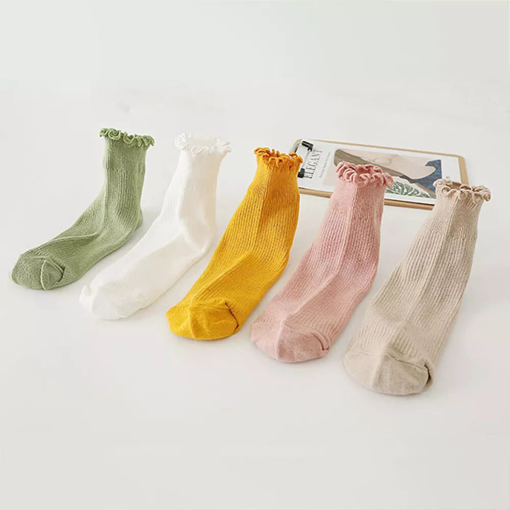 6× Cotton Ruffled Socks Ankle Socks Knitted Soft Ruffled Casual Women’s Sock USA