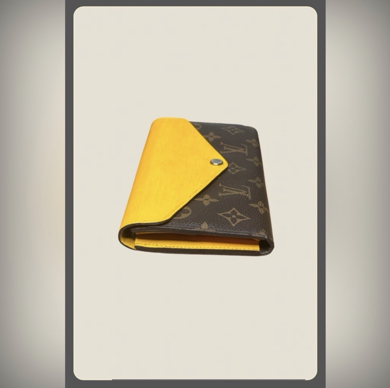 Louis Vuitton Monogram Yellow & Brown Small Crossbody Wallet Chain Strap Snap