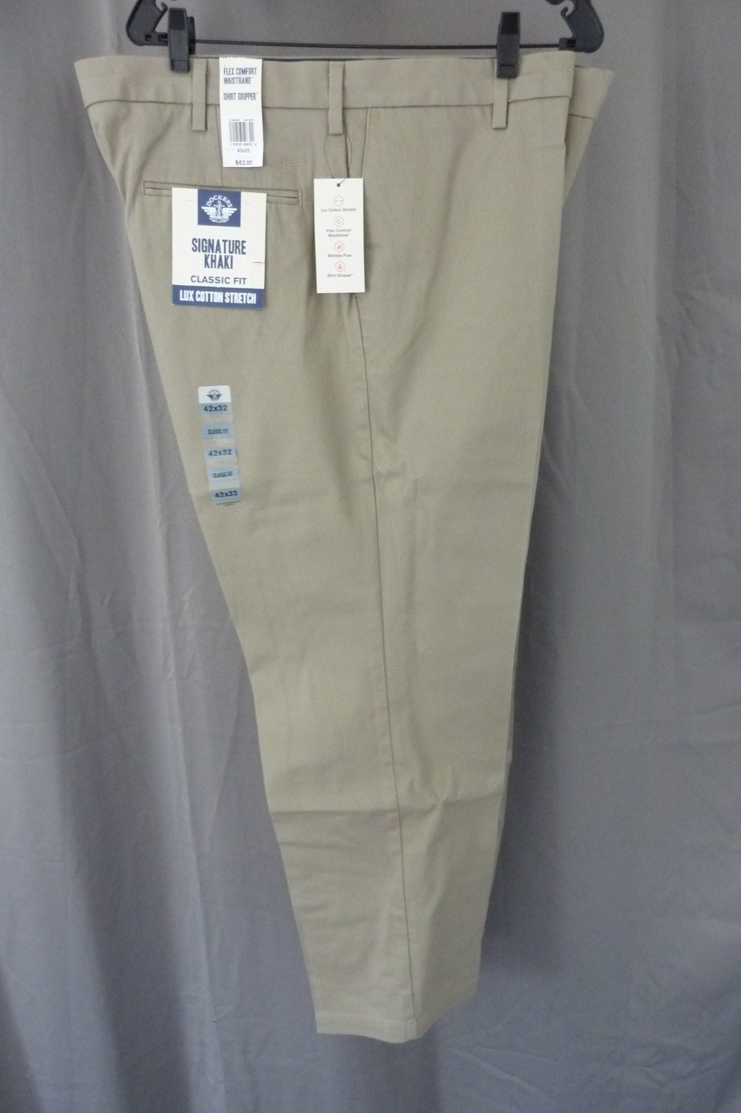 Dockers Men’s Comfort Khaki Flex Comfort Pants Relaxed Flat Front 42 x 32