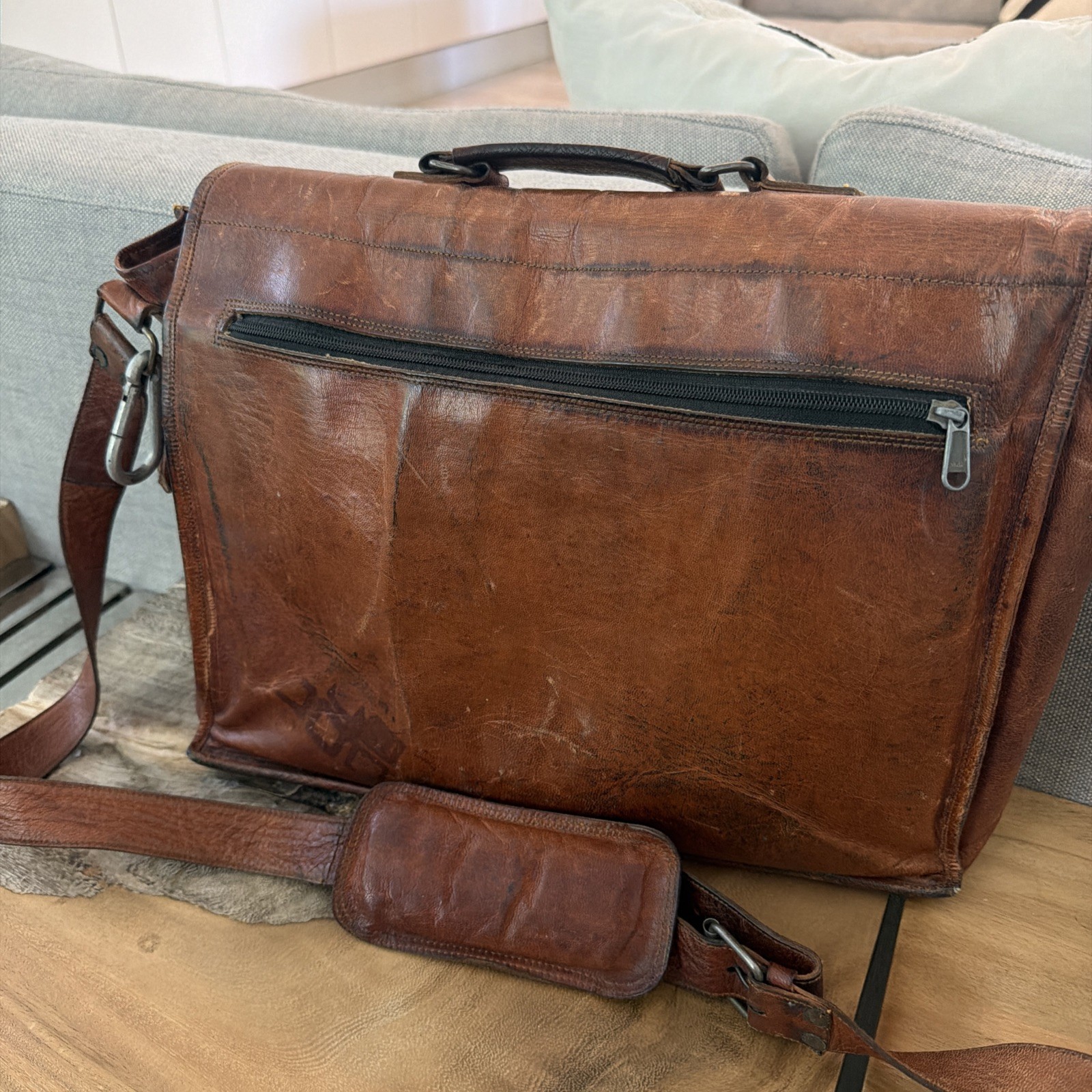 Vintage Genuine Leather Large Messenger Bag and Briefcase Purse Men Shoulder Bag