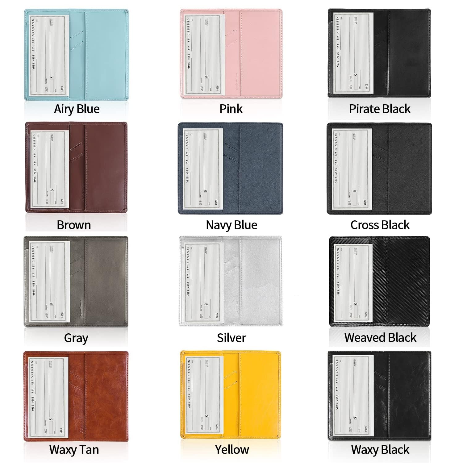 GNEGNI PU Leather Checkbook Cover for Men and Women, Slim Standard Check Regi…
