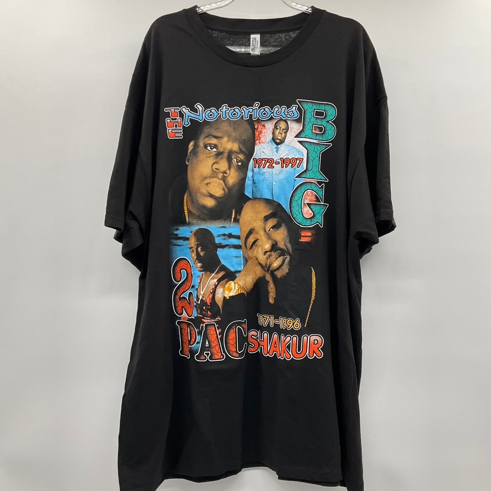 Tupac Biggie Graphic T-Shirt 2 XL Black Rap LegendsTee 90s Hip Hop Streetwear