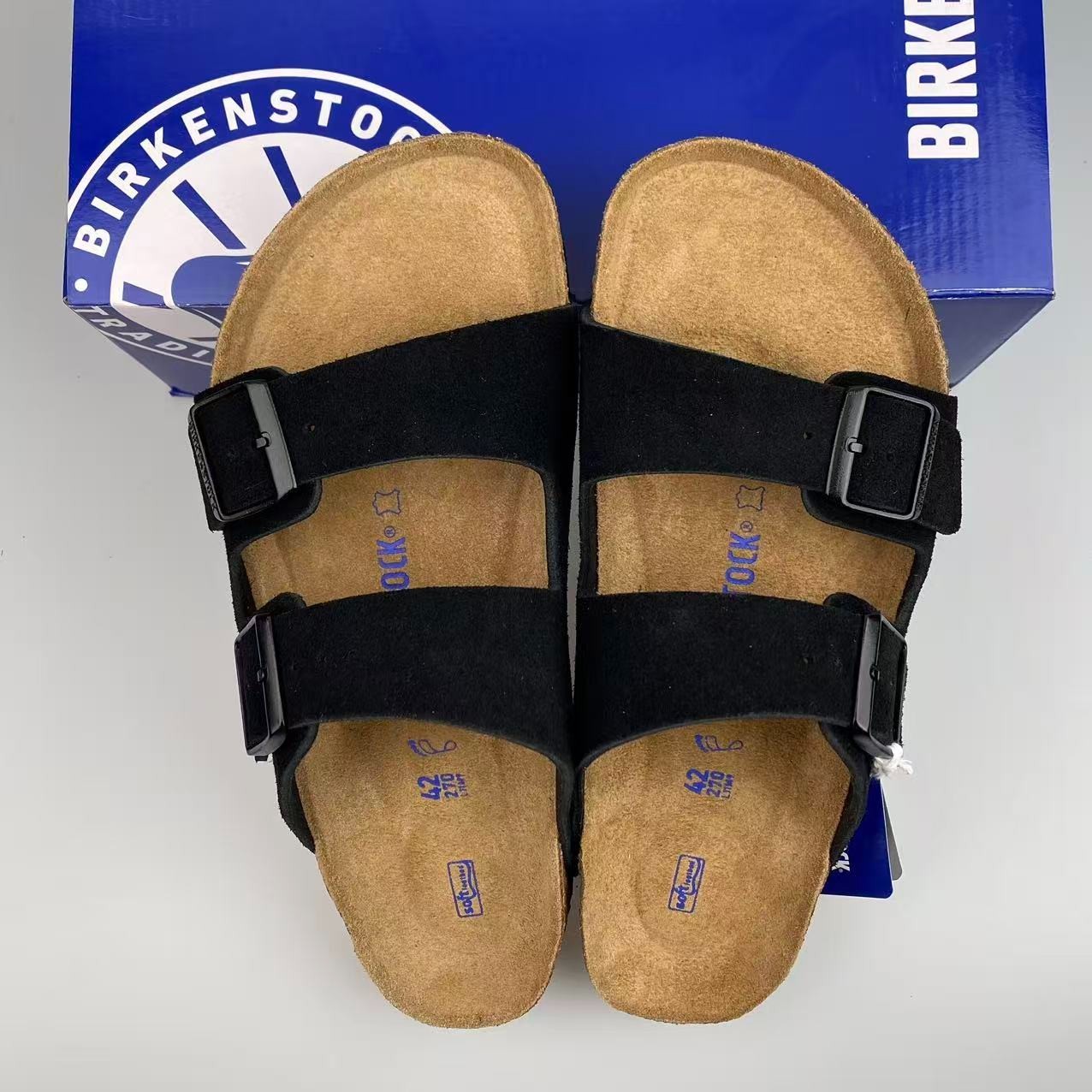 New w/box Birkenstock Arizona Suede Leather Soft Footbed Unisex Sandals Shoes