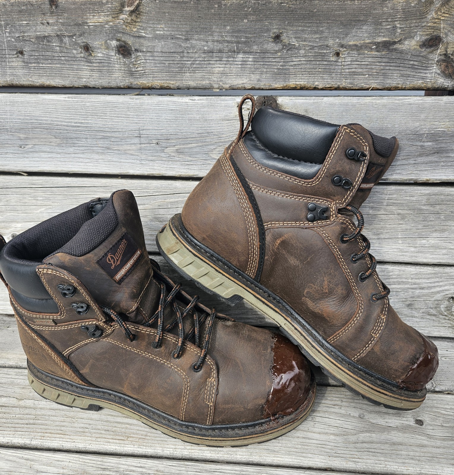 Danner steel yard 6″ ST boot 6 Mens 10.5 D Brown Tuff Toe Cover Lace Up 12531