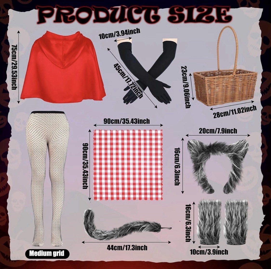 10 Pcs Halloween Couples Costumes Outfit Riding Hood Werewolf Adult Cosplay