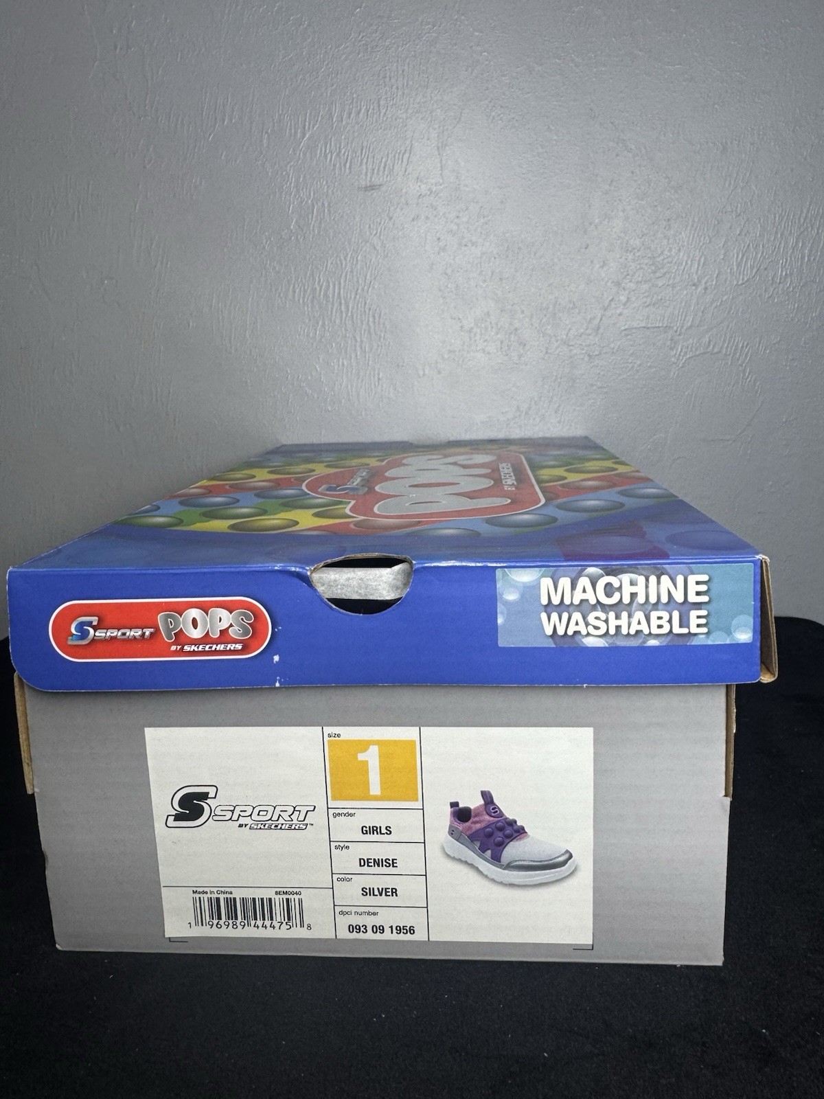 S Sport by Skechers Silver Purple Slip-On Machine Washable Girls Sneakers Size 1