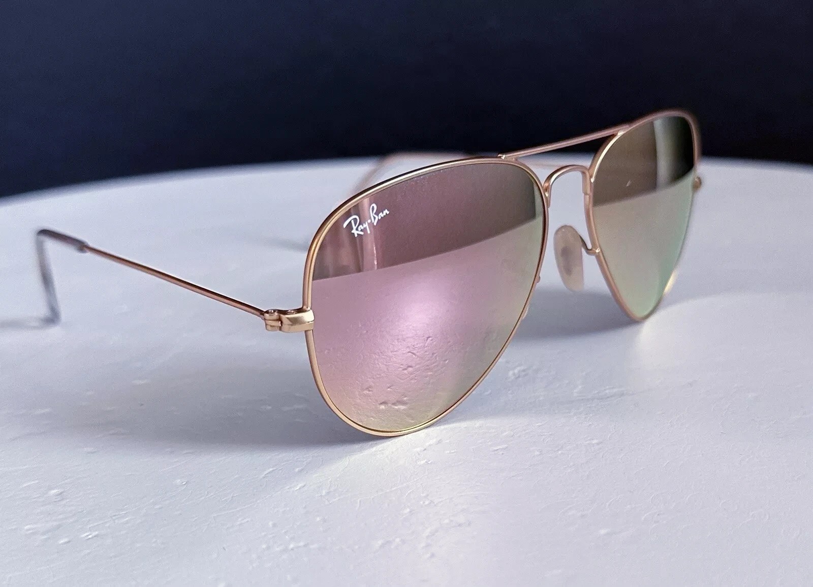 Ray Ban Aviator RB3026 Sunglasses 62mm Pink Lens/Gold Frame