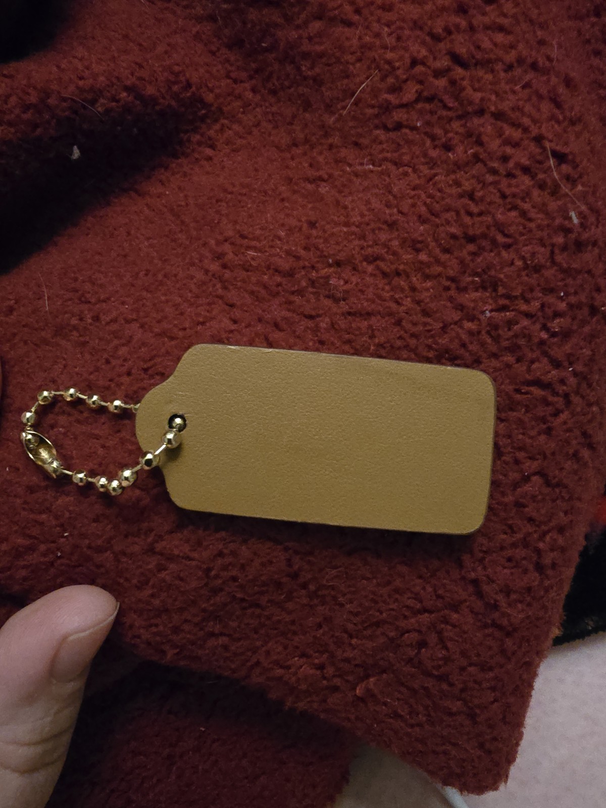 Coach Pink Peach Brown Keychain Bag Charm Hangtag Purse Charm w/ coach chain