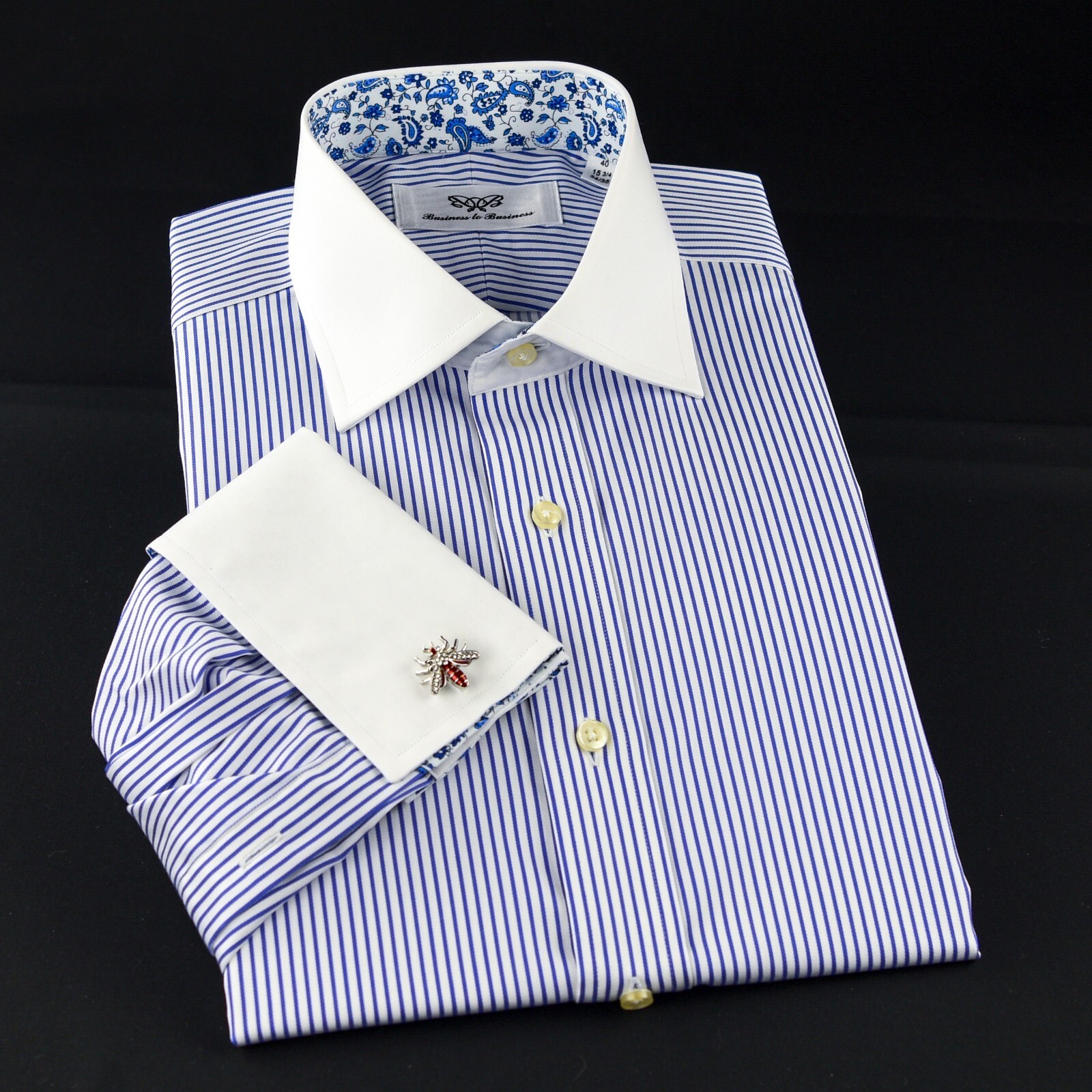 Blue Winchester Business Shirt With Paisley Inner Lining Fashionable Design