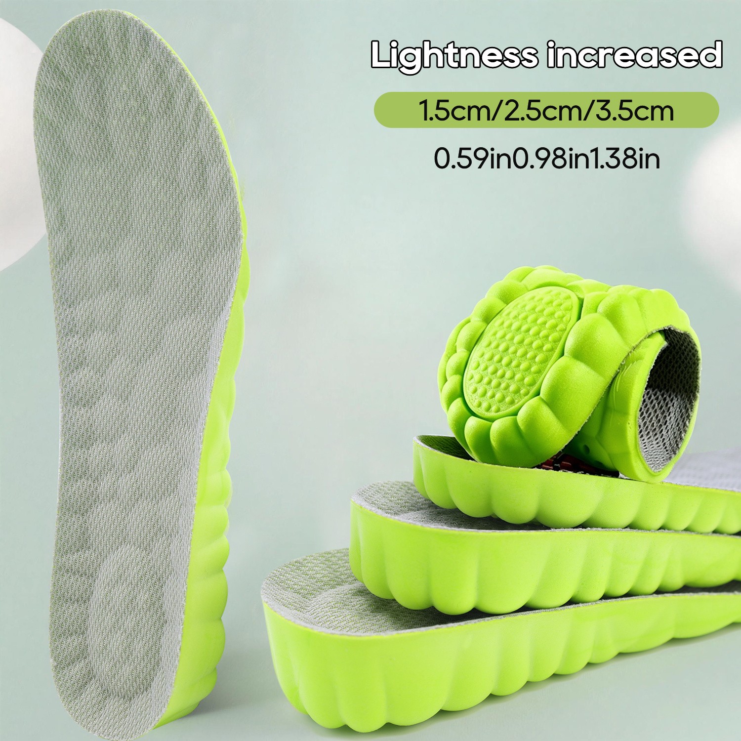 4D Height Increasing Insoles for Men Women Ultra Soft Shoe Inserts US7-12