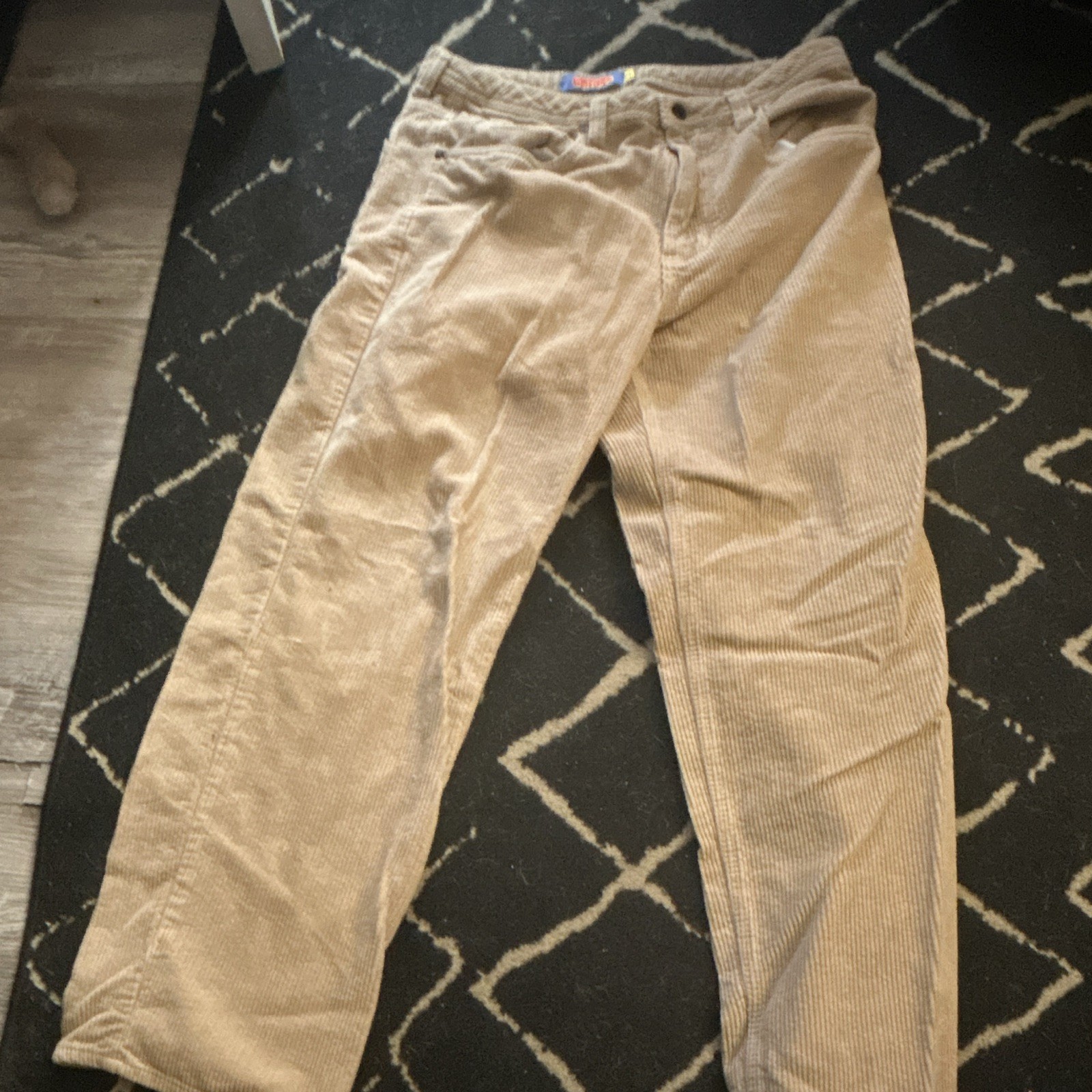 Empyre Men’s Beige Corduroy Pants Straight Leg 32W Flat Front Pockets