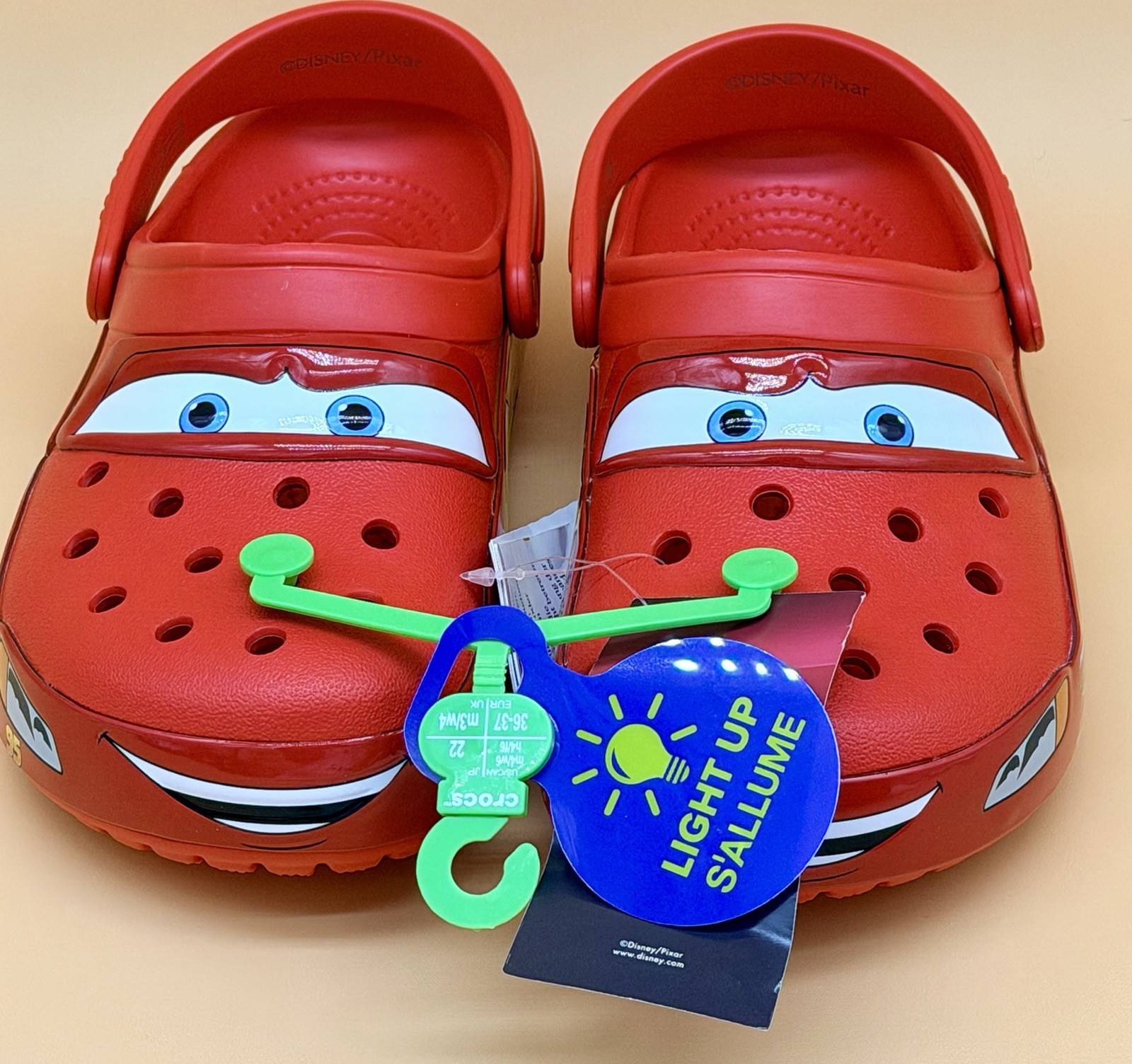 Disney Pixar Cars Light Up Lightning McQueen Crocs New Size Men 4 Women 6 US