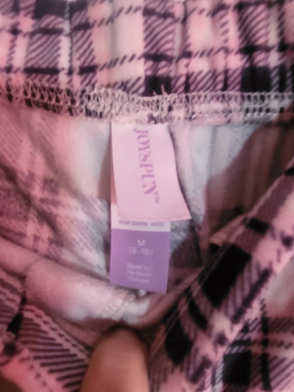 JOYSPUN Plaid Pajama Pants Women M (8-10) Pink Black White
