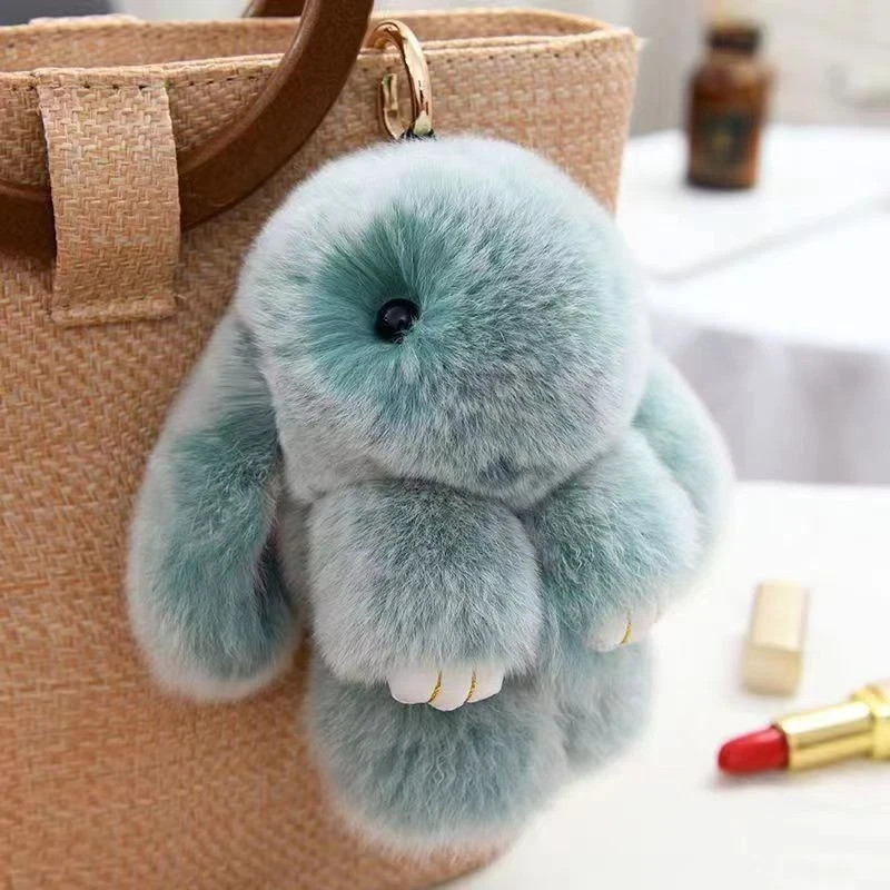 Cute Charm Key Chain Bag pendant Plush Bunny Toy Rabbit Fur Doll Gifts Keychain