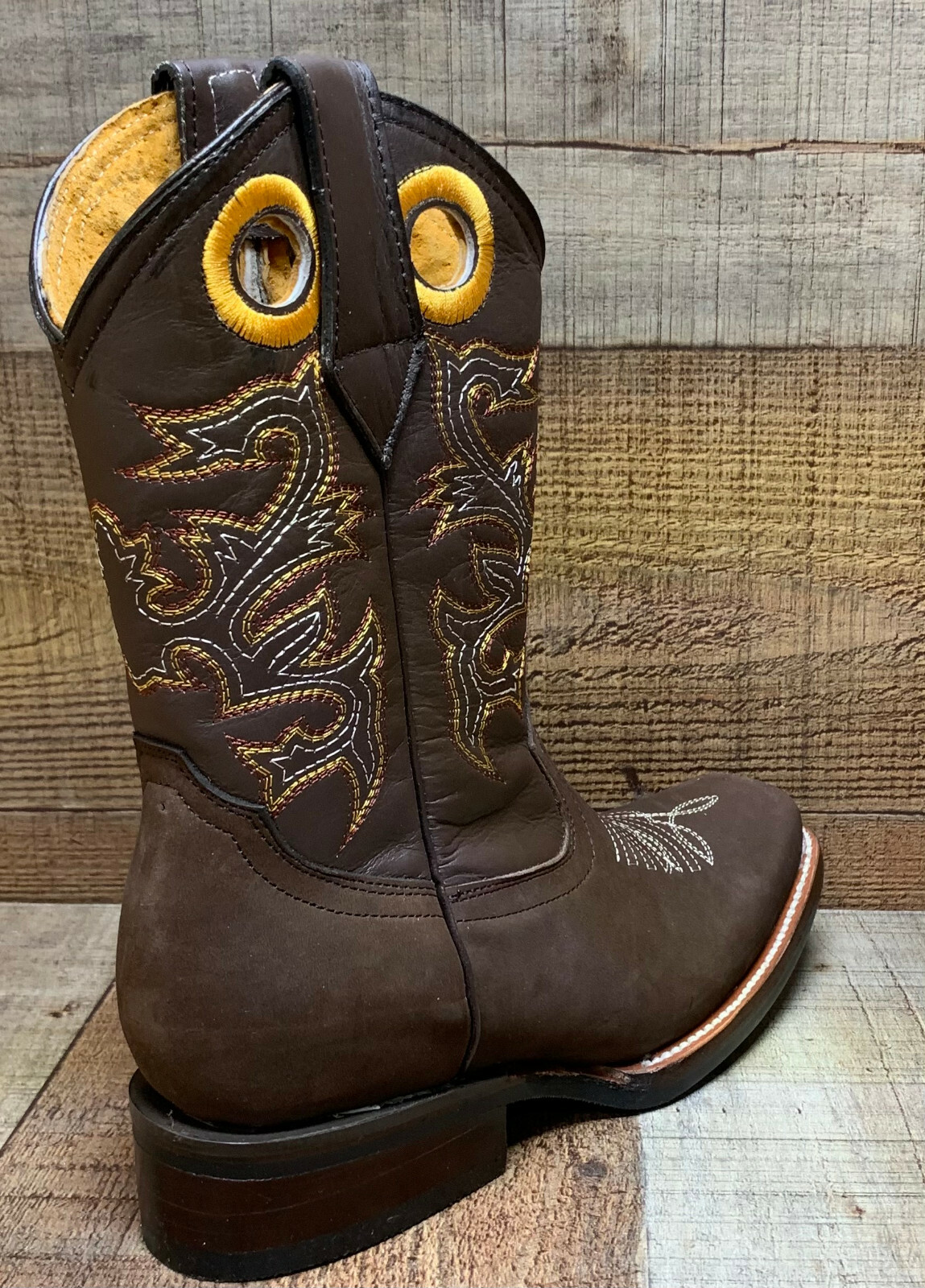 Women’s Western Rodeo Cowgirl Boots Genuine Leather Square Toe Botas Vaqueras