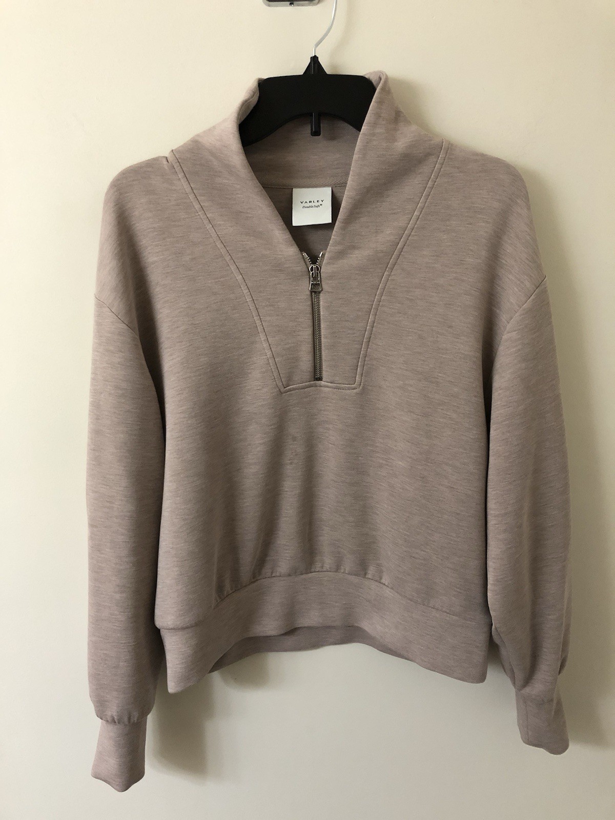 Varley Doublesoft Davidson 1/4 Zip Pullover Sweatshirt Size Womens Small Taupe