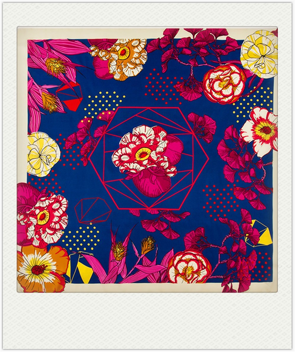 130*130cm stroll on the streets of Paris, 100% silk scarves +1 gift necklace #89