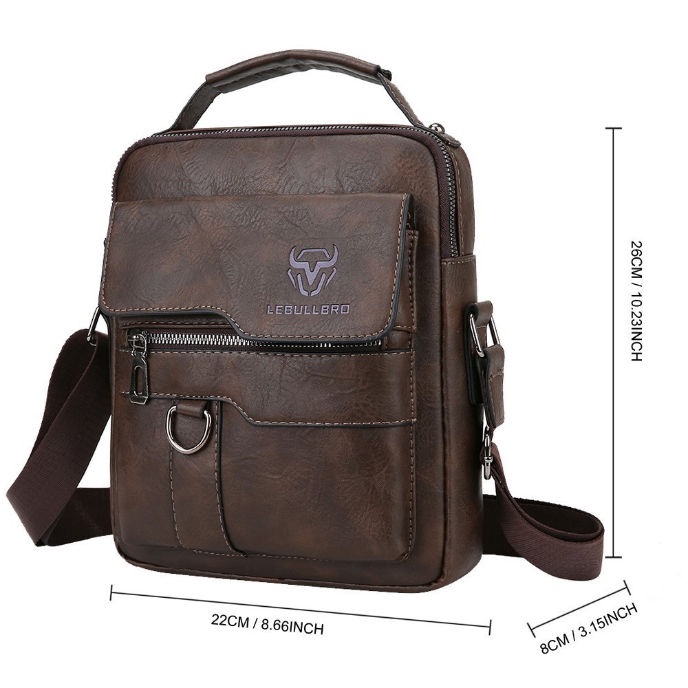 US Men’s Leather Handbag Sling Bags Shoulder Messenger Bag Business Outdoor Bag