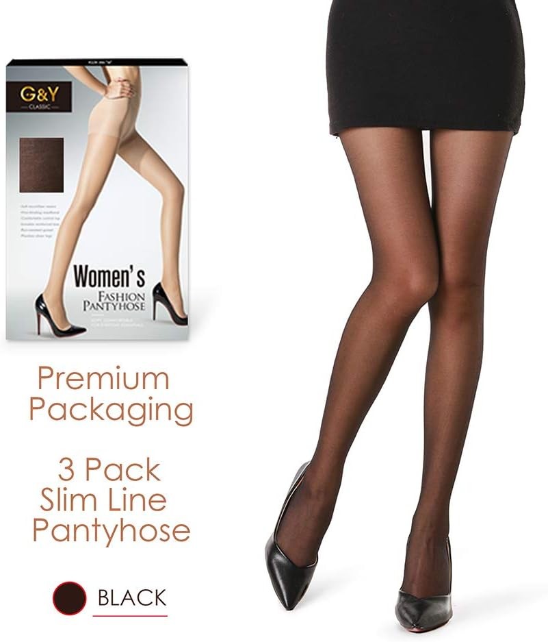 3 Pairs Women’s Sheer Tights – 20D Control Top Pantyhose with Reinforced Toes