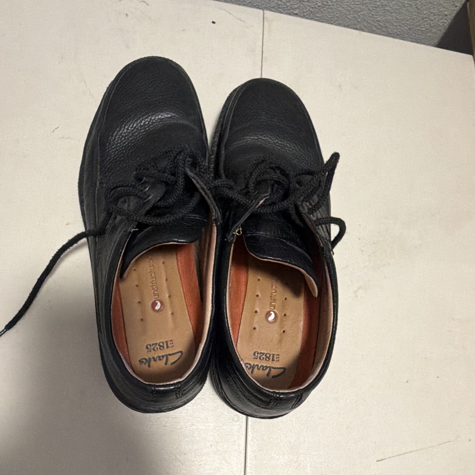 Clarks Men’s Black Leather Lace-Up Oxford Shoes Round Toe US 11 M
