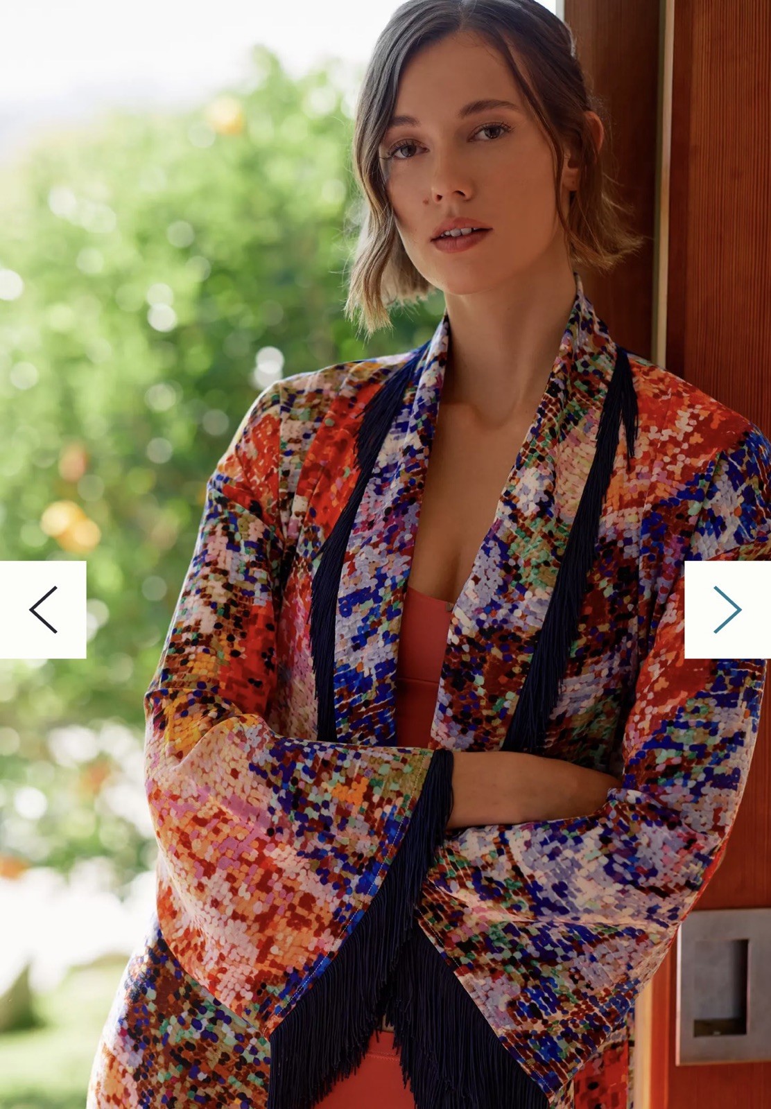 Anthropologie Kirstin Lamb Painterly Fringed Robe SZ SMALL PETITES