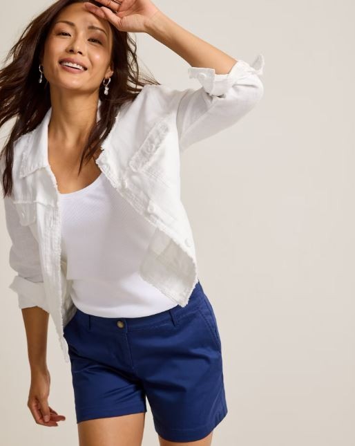 Tommy Bahama Two Palms Linen Raw Edge Jacket Women’s White Lightweight