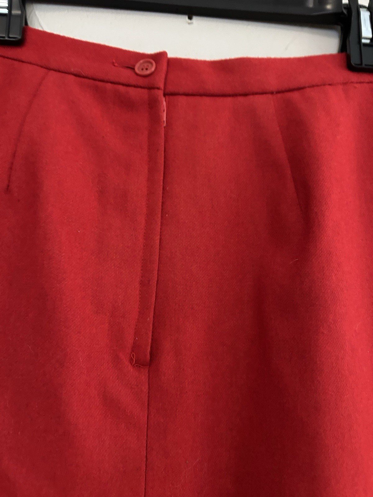 Vintage Red Wool Skirt Fully Lined Pockets USA 11/12 #classic#tetro