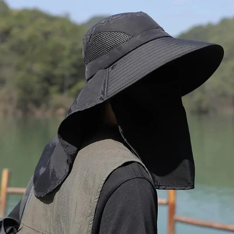 Wide Brim Sun Hat UV Protection Bucket Cap For Hiking Camping Fishing Safari Men