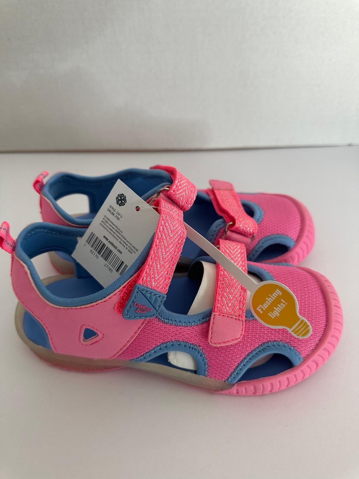 OshKosh B’Gosh Zap-G Toddler Girls Size 12 Pink/Blue Fisherman Sandals
