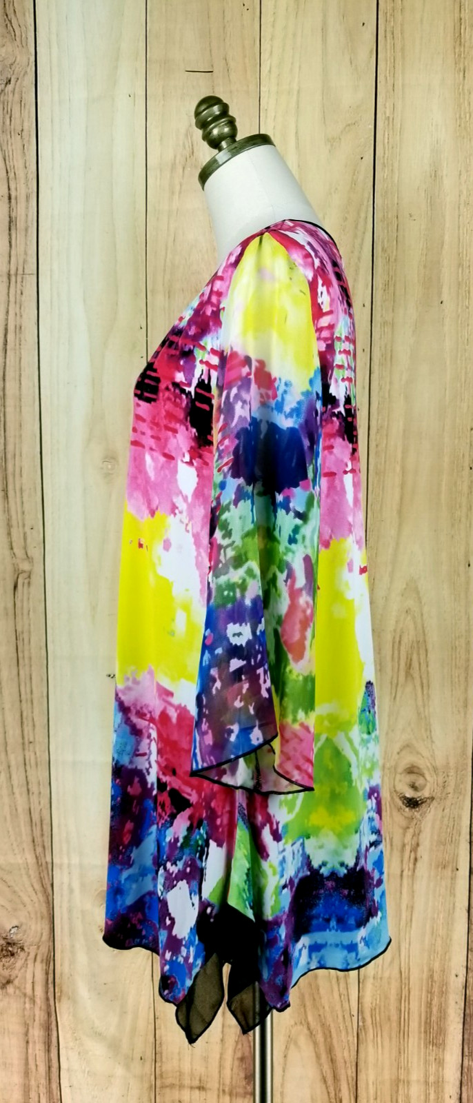Peter Nygard Womans 1X Handkerchief Hem Tunic Top Scoop Neck 3/4 Sleeves