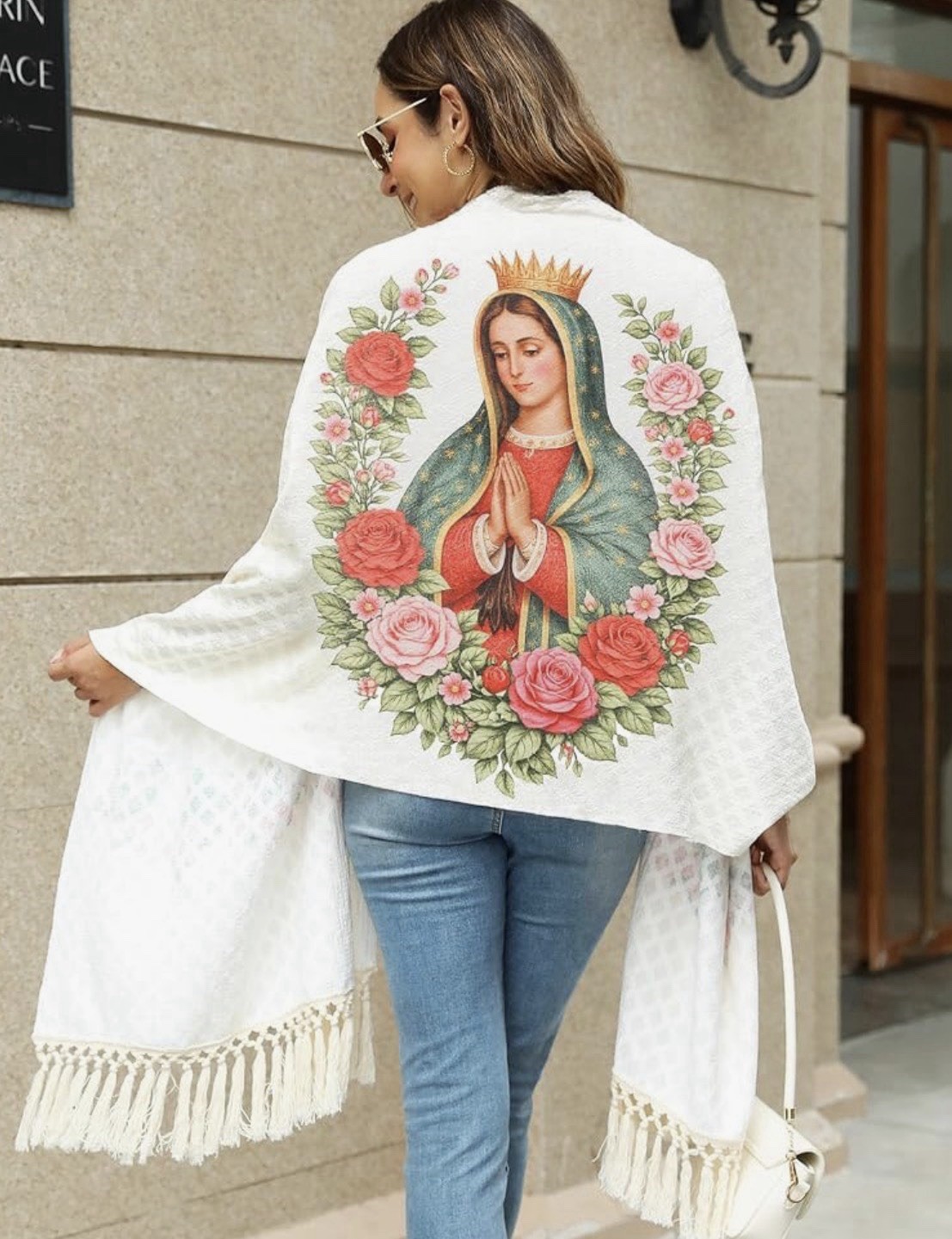 Virgin Mary Shawl for Women Our Lady of Guadalupe Catholic Prayer Shawl