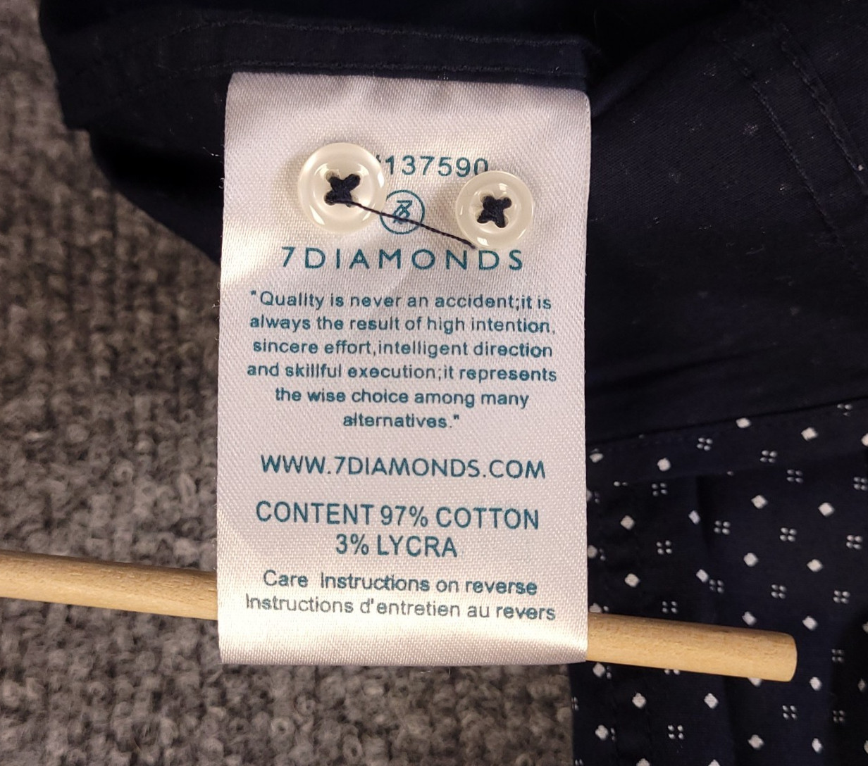 7D 7 Diamonds Diamond Lighting Stretch Sz M Navy Geometric Micro Dot Floral
