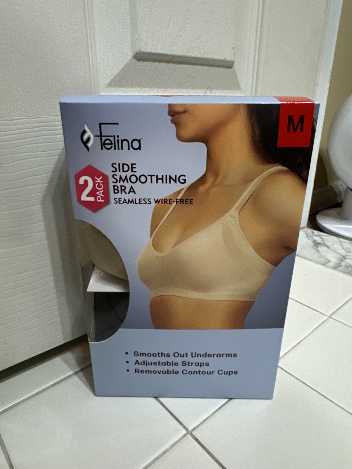 Felina 2pk Multicolor Side Smoothing Seamless Wire-Free Bra. Sz M. NIB!